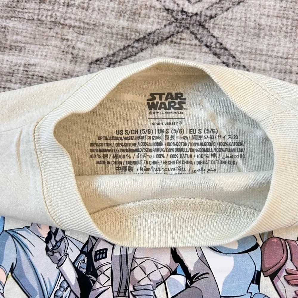 Disney Star Wars Spirit Jersey Cropped Girls Small 5/6 Leia Rey Ahsoka NWT